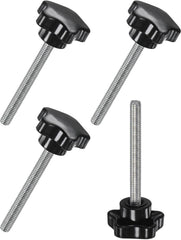 4-Pack Star Clamping Knobs, M6x20mm Male Thread Hand Tightening Screw for Machinery/Electronic/Furniture/Umbrella Base, Machine Handle Replacement [31mm, Black]