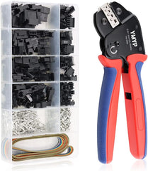 Open Barrel Terminal Wire Crimping Tool with 590PCS JST-SM Connectors Kit- 24-16 AWG (0.25-1.5mm²) Crimper for AMP-TE 2.8/4.0/4.8/6.3 JST-SM2.54/XH2.54/VH3.96 & Molex (DX-YM-58BS+590PCS)