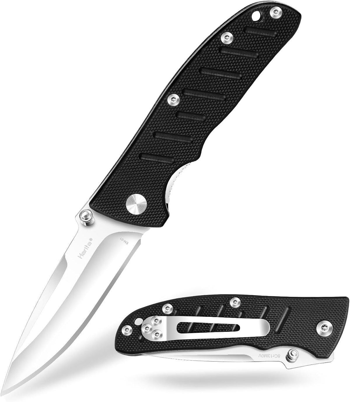 Harita Pocket Knife Folding Knife EDC Knife with Pocket Clip, 2.76 inch 8Cr13MoV Steel Blade, Rosewood Handle, Foldable Camping Fishing Survival Hunting Liner Lock Knife for Men Women