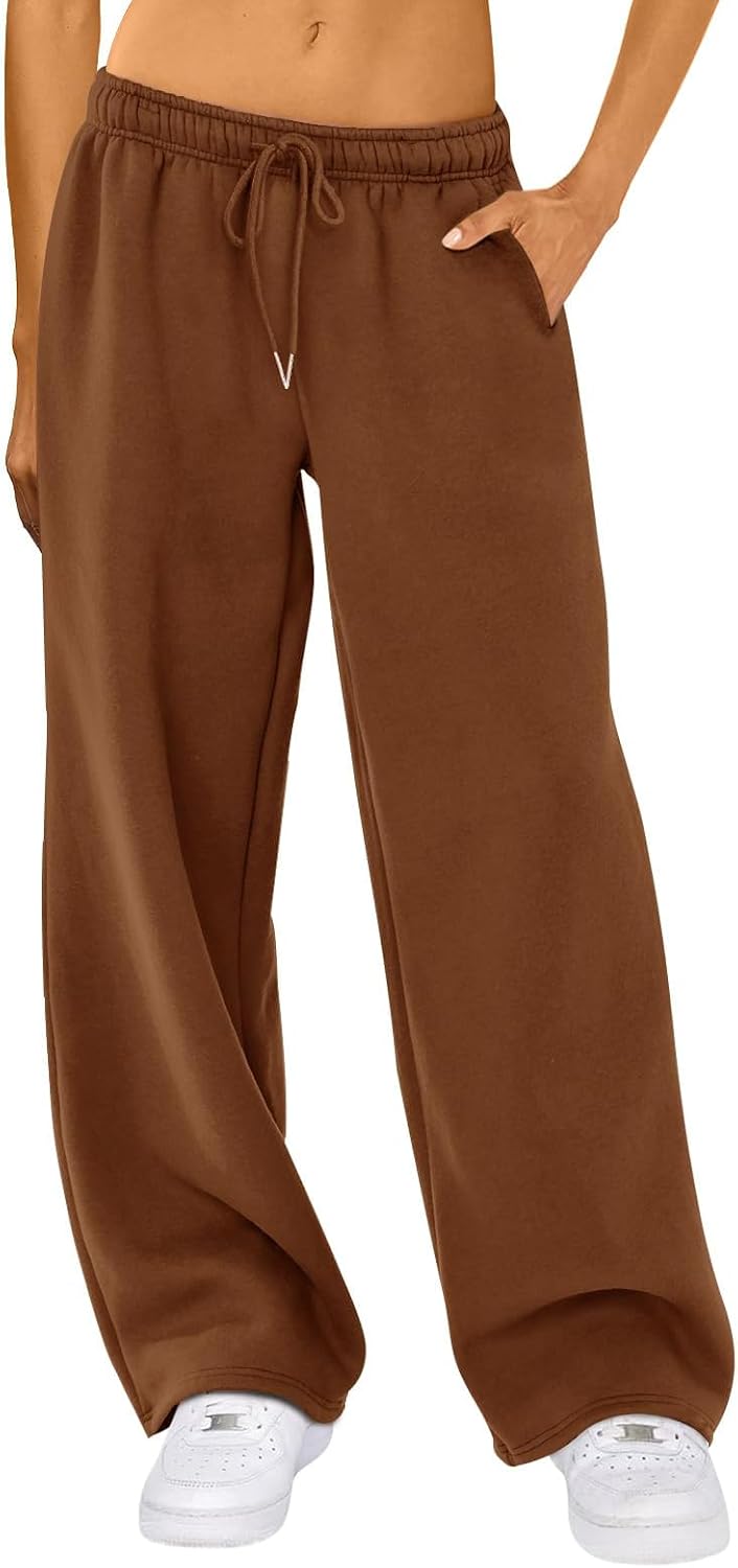 Giraropa Womens Baggy Sweatpants Lounge Boyfriend Elastic Waist Drawstring Wide Straight Leg Loose Jogging Pants