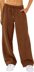 Giraropa Womens Baggy Sweatpants Lounge Boyfriend Elastic Waist Drawstring Wide Straight Leg Loose Jogging Pants