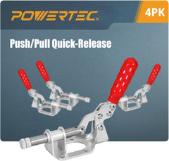 POWERTEC 2PK J Hook Toggle Clamp, 375 lbs Holding Capacity, 451 Adjustable Pull Action Latch for Smoker, Tool Box, Woodworking Jigs and Fixtures, Cabinet, Lids, Door, Truck (20308-PV2)