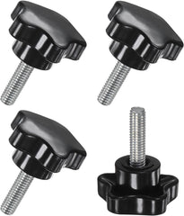4-Pack Star Clamping Knobs, M6x20mm Male Thread Hand Tightening Screw for Machinery/Electronic/Furniture/Umbrella Base, Machine Handle Replacement [31mm, Black]