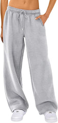 Giraropa Womens Baggy Sweatpants Lounge Boyfriend Elastic Waist Drawstring Wide Straight Leg Loose Jogging Pants