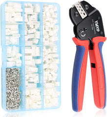 Open Barrel Terminal Wire Crimping Tool with 590PCS JST-SM Connectors Kit- 24-16 AWG (0.25-1.5mm²) Crimper for AMP-TE 2.8/4.0/4.8/6.3 JST-SM2.54/XH2.54/VH3.96 & Molex (DX-YM-58BS+590PCS)