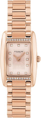 Coach Women's Reese 2H Quartz Watch, Petite Rectangle Case, Stainless Steel Link Bracelet with Crystal Accents, Timeless Minimalism for Every Day - Gift for Her