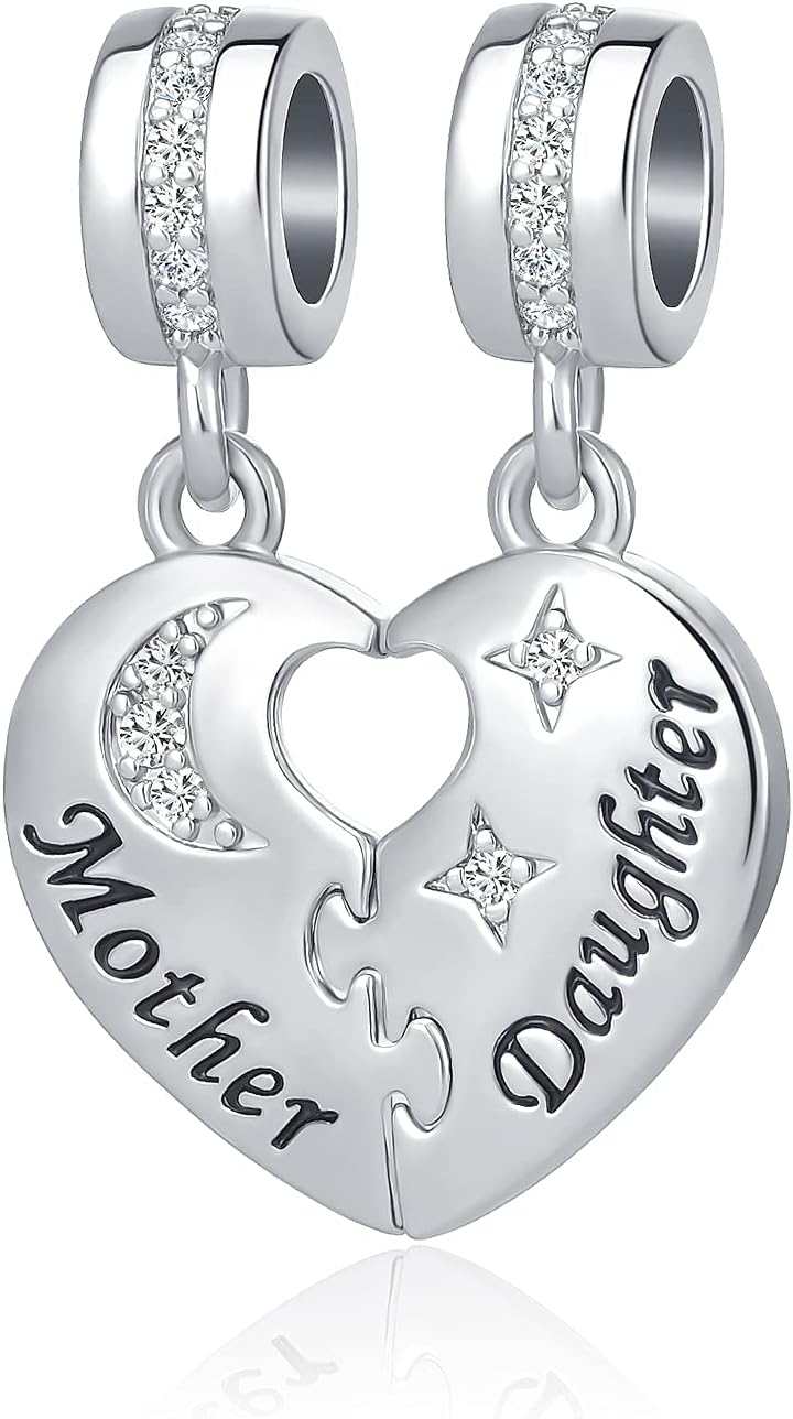 Love You Best Friend Grandma Wife Mom Heart Charm for Women Autism Birthday Cross Charms Fit Bracelets And Necklace