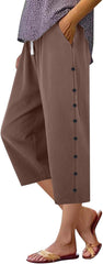 Capri Pants for Women Womens Capris Linen Pants with Pockets Cotton Trousers for Women Ladies Summer Causel Slacks