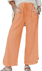Ainangua Women's Casual Wide Leg Pants High Waist Acid Wash Baggy Palazzo Pants Athletic Lounge Trousers with Pockets