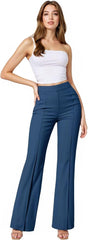 Hybrid & Company Women’s Ultra Stretch Ponte Bootcut Dress Pants – Sleek Pintuck, Pull On, Faux Pockets– Office & Casual