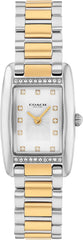 Coach Women's Reese 2H Quartz Watch, Petite Rectangle Case, Stainless Steel Link Bracelet with Crystal Accents, Timeless Minimalism for Every Day - Gift for Her
