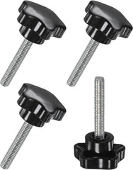4-Pack Star Clamping Knobs, M6x20mm Male Thread Hand Tightening Screw for Machinery/Electronic/Furniture/Umbrella Base, Machine Handle Replacement [31mm, Black]
