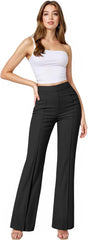 Hybrid & Company Women’s Ultra Stretch Ponte Bootcut Dress Pants – Sleek Pintuck, Pull On, Faux Pockets– Office & Casual