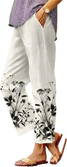 Women's Boho Wildflower Pattern Printed Pants Loose Fit Comfy Trendy Trousers Summer Lightweight Colorful Outfits