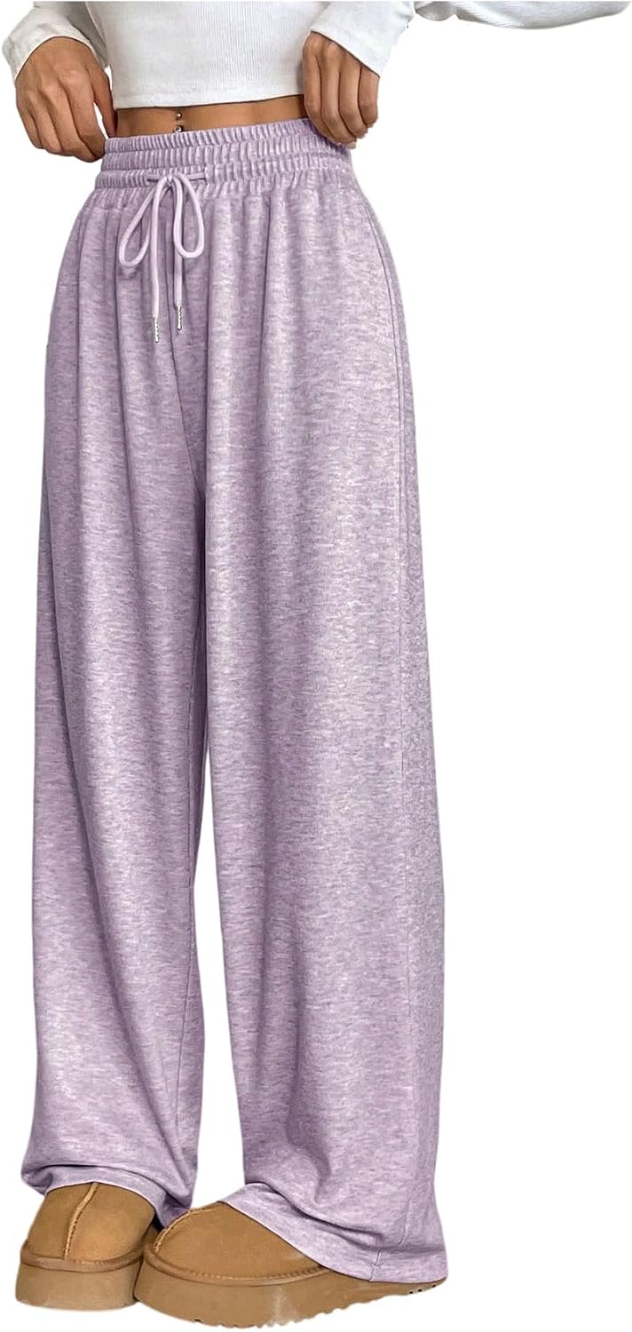 SOLY HUX Women's Drawstring Sweatpants High Waisted Wide Leg Baggy Casual Pants