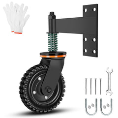 6 Inch Heavy Duty Fence Gate Wheel - 500lb Capacity for Metal Tube Gates with 360 Degree Rotation Spring Loaded Caster - Includes Screws and Screwdriver - Durable Wheel for Smooth Operation (Black)