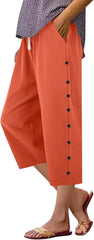 Capri Pants for Women Womens Capris Linen Pants with Pockets Cotton Trousers for Women Ladies Summer Causel Slacks