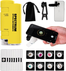 Mini Microscope for Kids, 60X-120X Portable Handheld Microscope with 8 Slide Samples, Blue