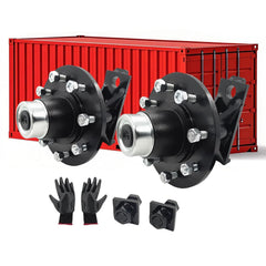 2 Pack Shipping Container Wheels 8-Lug Wheels Kit, Heavy-Duty Shipping Container Axles, Moves up to 40ft Shipping Container, Extra Thick Plate 8 Lugx6.5" Bolt-on Spindle Kit Quick Disassembly