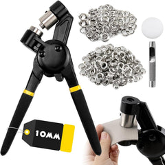CNQLIS Heavy Duty Grommet Tool Kit with 1100 Pcs Silver Grommets, 1/2" 5/16" and 3/8" Multi-Size Handheld Eyelet Tool Pliers Riveter for Tarps, Fabric Rings, Leather, Tents, Vinyl, Canvas and so on