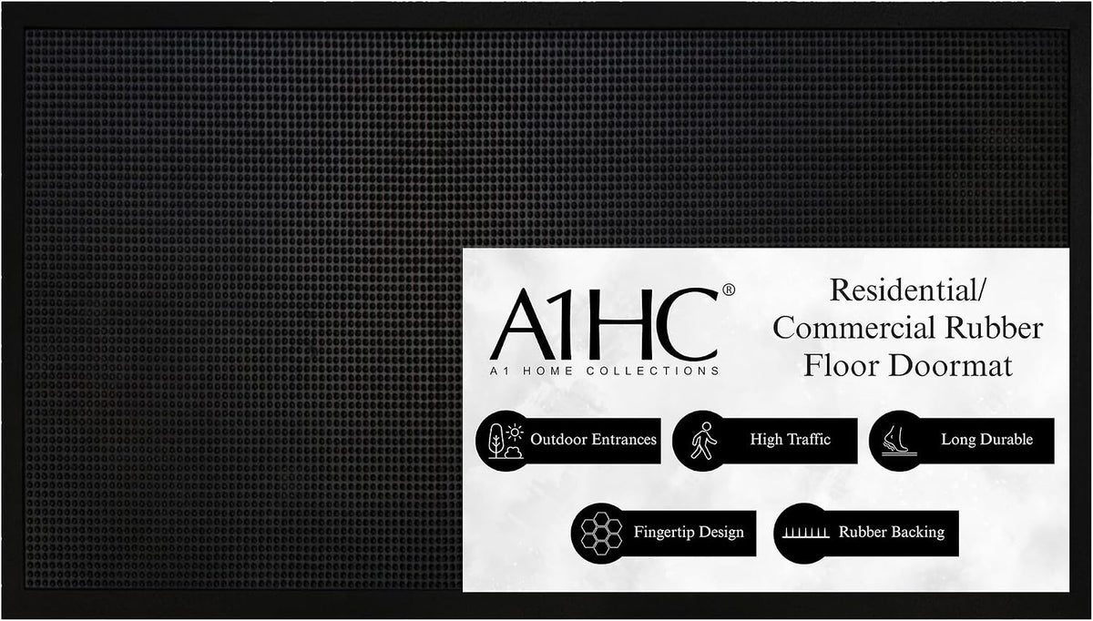A1HC New Natural All Rubber Premium Stud Fingertip Entrance Floor Mats Keep Mud and Dirt Away for Commercial and Residential, Front and Back Door, Garage, Entrances, Restaurants Patio. 36"x47"