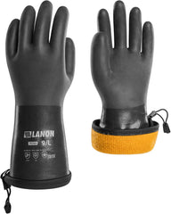 LANON Waterproof Winter Work Gloves, Moisture-permeable PU Coated，Warm Gloves for Freezer & Outdoor Work, Chemical & Oil Resistant, Non-Slip,Large