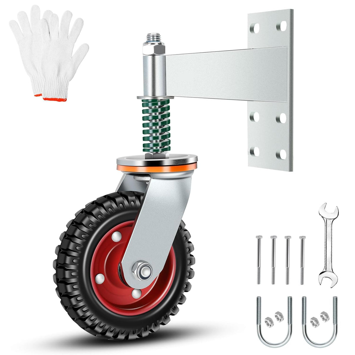 6 Inch Heavy Duty Fence Gate Wheel - 500lb Capacity for Metal Tube Gates with 360 Degree Rotation Spring Loaded Caster - Includes Screws and Screwdriver - Durable Wheel for Smooth Operation (Black)