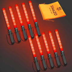 2 Pack Traffic Wand, 21 Inch Red Traffic Control Wand with 3 Flashing Modes, LED Traffic Safety Baton with Side Clip for Traffic Control, Fire Rescue, Air Marshaling
