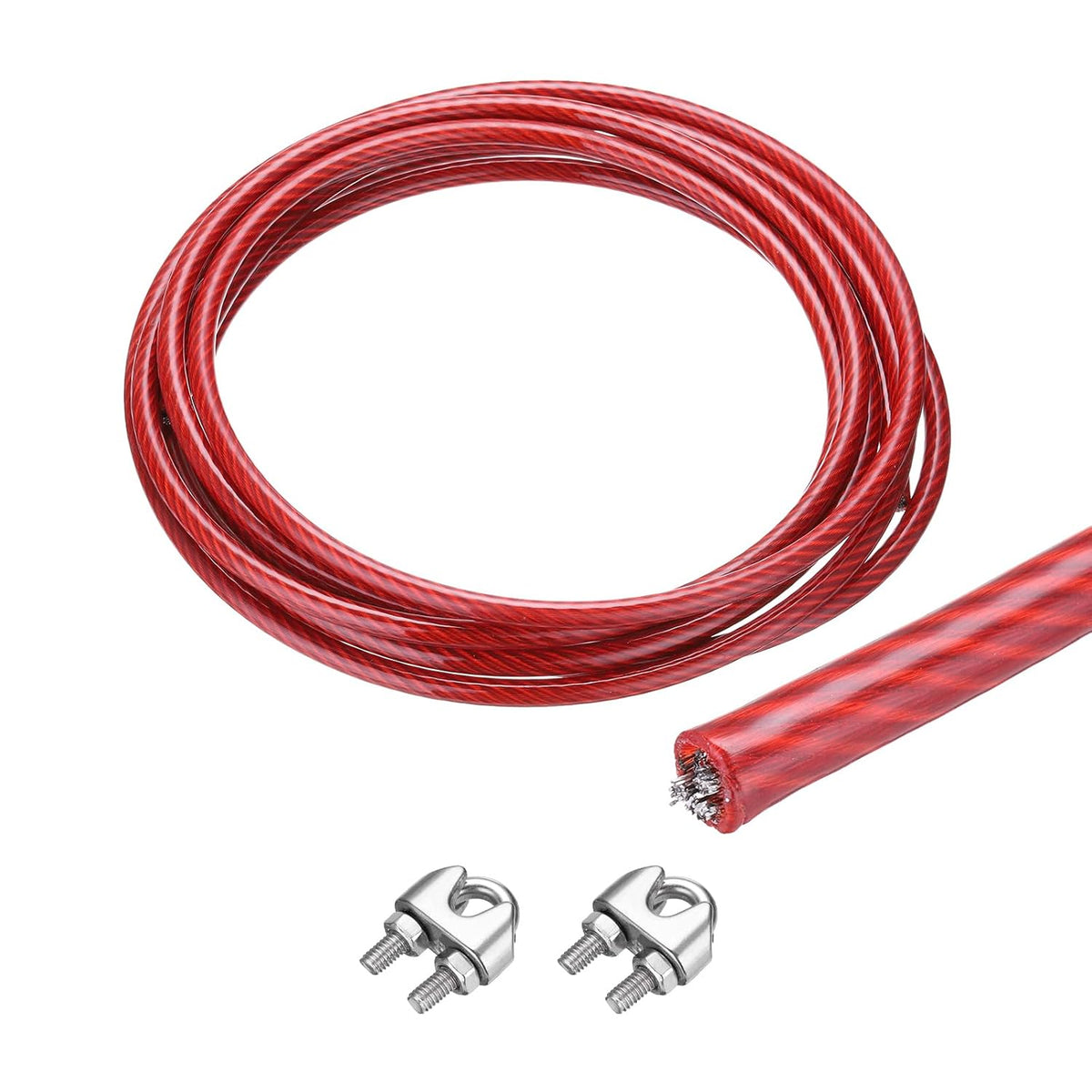 MECCANIXITY 16Ft(5M) Wire Rope 304 Stainless Steel Cable 1/4" (6.0 mm) Vinyl Coated with 2pcs Screw Chuck for Hanging, Clotheslines, Lifting Black