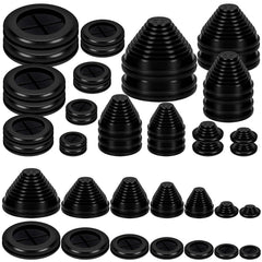 12Pcs Large Rubber Grommets Kit, 50/60/70/80/90/100mm Round Double Sided Rubber Grommet Firewall Solid Closed Hole Plug Wire Protection Grommets for Drill Hole Wire Electrical Appliance Plumbing