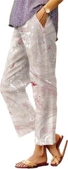 Women's Boho Wildflower Pattern Printed Pants Loose Fit Comfy Trendy Trousers Summer Lightweight Colorful Outfits