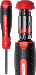 RATCHETING SCREWDRIVER - 13-in-1 Multi Bit Screw Driver w/ " Hex Shaft for Phillips, Star, Flat, Square Bit - Retractable Cartridge - Multi Screwdriver (Yellow)