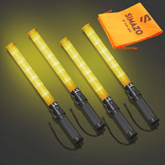 2 Pack Traffic Wand, 21 Inch Red Traffic Control Wand with 3 Flashing Modes, LED Traffic Safety Baton with Side Clip for Traffic Control, Fire Rescue, Air Marshaling