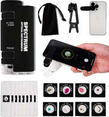 Mini Microscope for Kids, 60X-120X Portable Handheld Microscope with 8 Slide Samples, Blue
