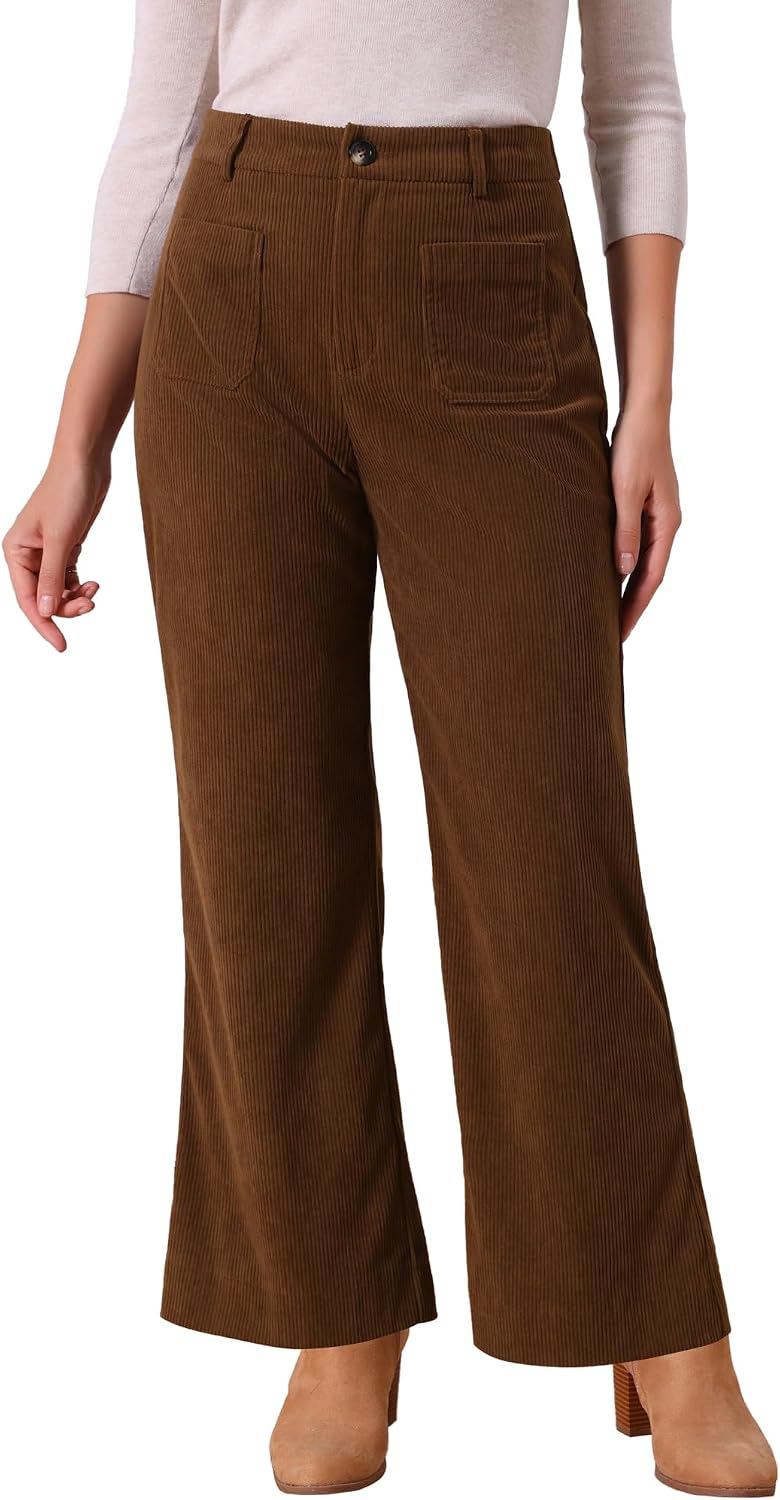 Seta T Women's Corduroy Pants 2025 Casual High Waisted Fall Winter Loose Wide Leg Pants with Pockets