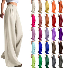 Wide Leg Pants for Women Loose High Waisted Comfy Lightweight Work Pants Business Casual Pleated Trousers with Pockets