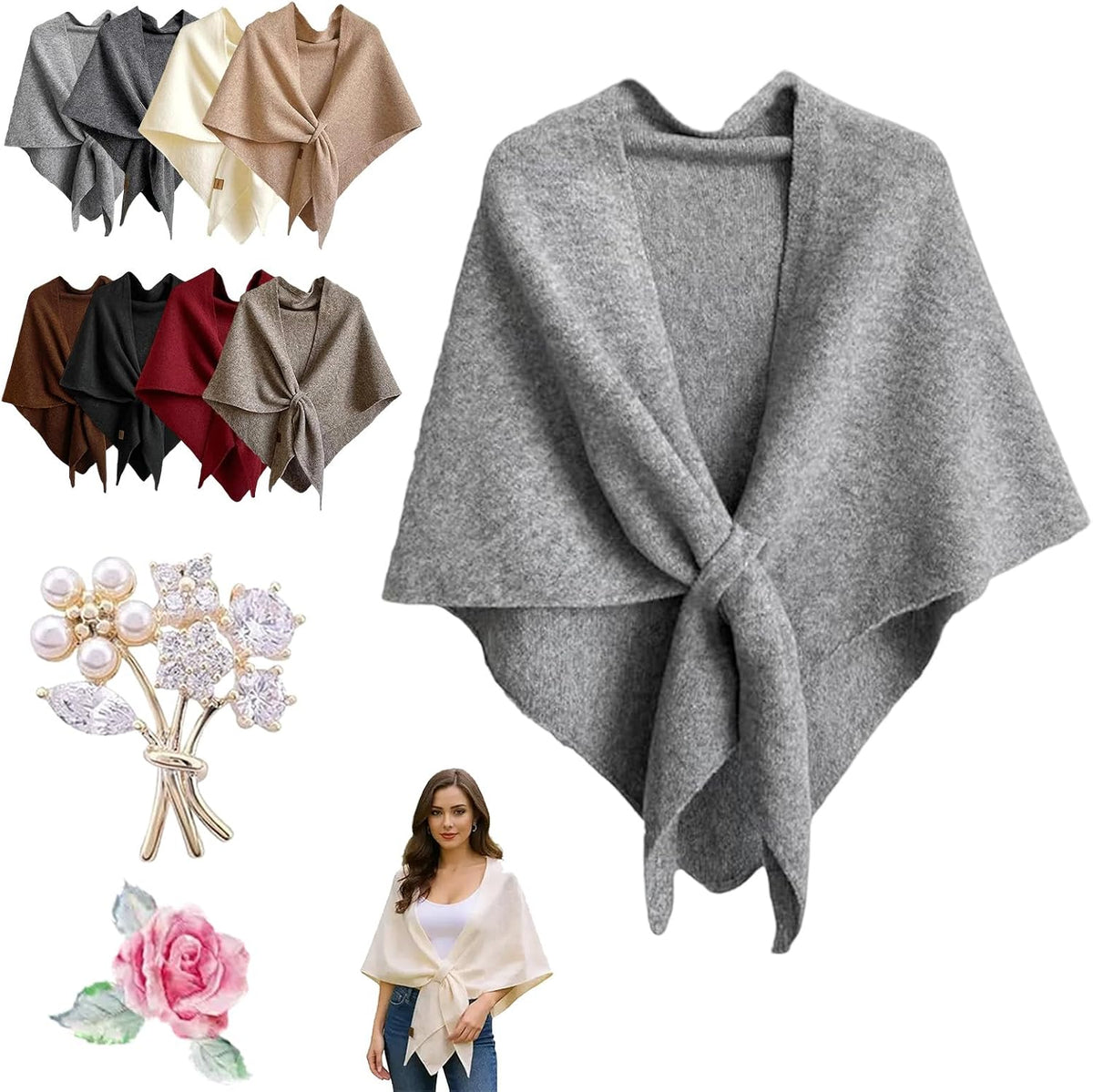 Gettoreach Womens Shawl, Women's Solid Color Scarf, Soft Comfortable Pashmina Wraps for Daily Wear