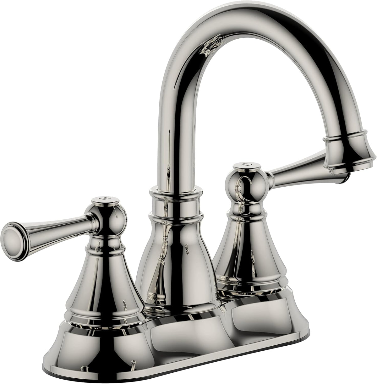 4" Two Handle Lavatory Centerset Faucet,2 Handle Bathroom Faucets for Sink 3 Holes,with Push up Pop-up Drain,Polished Nickel Finish DF-1389-PN, Duttao