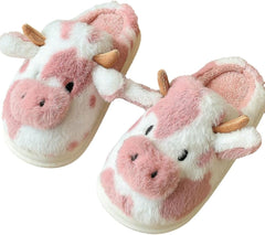 Caistre Women Cute Cow Ear Plush Slippers Fluffy House Non-Slip Slipper Indoor Outdoor Warm Faux Fur Animal Shoes 2025