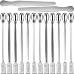 Artcome 12-Piece 7.87-Inch Long Handle Dual-Ended Spoon and Spatula Set, 201 Stainless Steel – Ideal for Stirring, Scooping, Scraping, and Sampling in Kitchens, Laboratories, and More