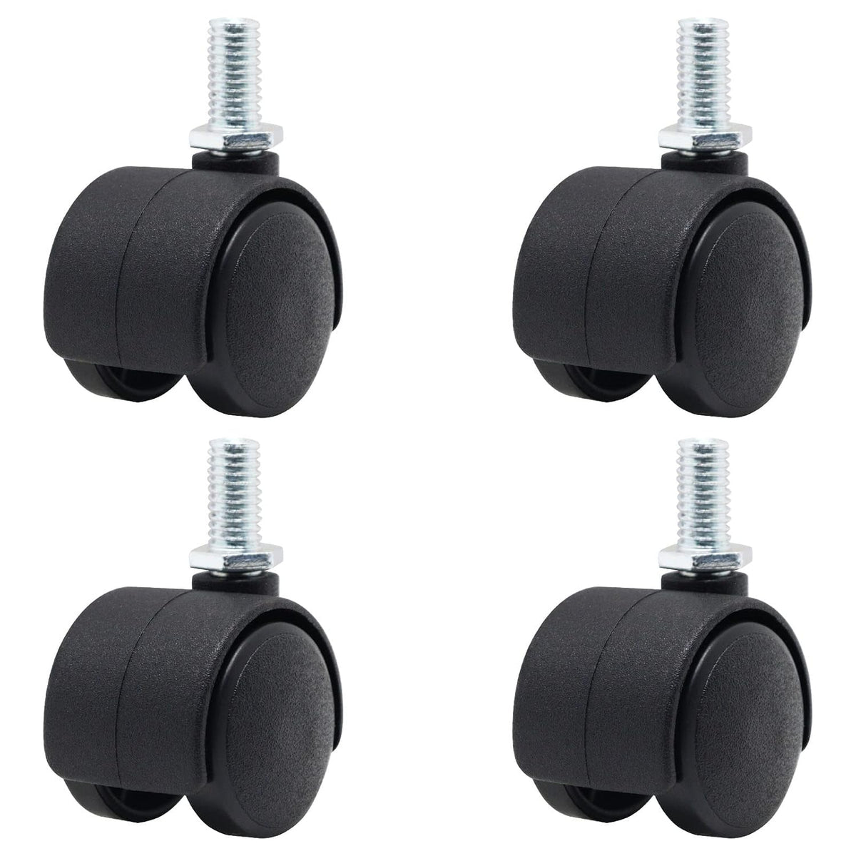 4 PCS 1 Inch Threaded Stem Caster Wheels, Nylon Locking Swivel Casters Furniture Wheel with Locking Brake, Replacement Casters 1" Castor Wheels for Tables, Workbenches, Kitchen Shelf