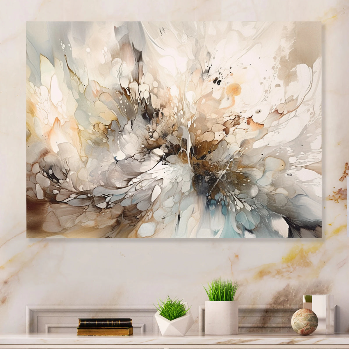 Designart "White And Grey Geometric Depths I" Modern Geometric Metal Wall Art