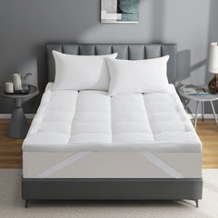 3"& 4" Ultra Thickness Fitted Down Alternative Fiber Mattress Topper with Elastic Deep Strape