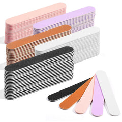 Makartt Mini Nail Files - 100/180 Grit Emery Boards for Nails, 50 Pcs Disposable Doubled Sided Coarse & Fine Bulk Manicure Kit Home Salon Use(Black White Pink Purple Brown)