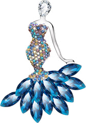 Cute Cat Elegant Mermaid Austrian Crystals Rhinestone Women Corsage Pin Brooches Pin