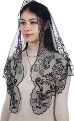 Bozidol Church Catholic Veils for Women, Triangle Virgin Mary Lace Mantilla Chapel Veil, Latin Mass Head Coverings with Clips