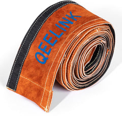 QeeLink TIG Welding Torch Cable Cover Flame Resistant Leather Brown Cover 12 & 25 Feet (12 Feet, 3.7 Meter)