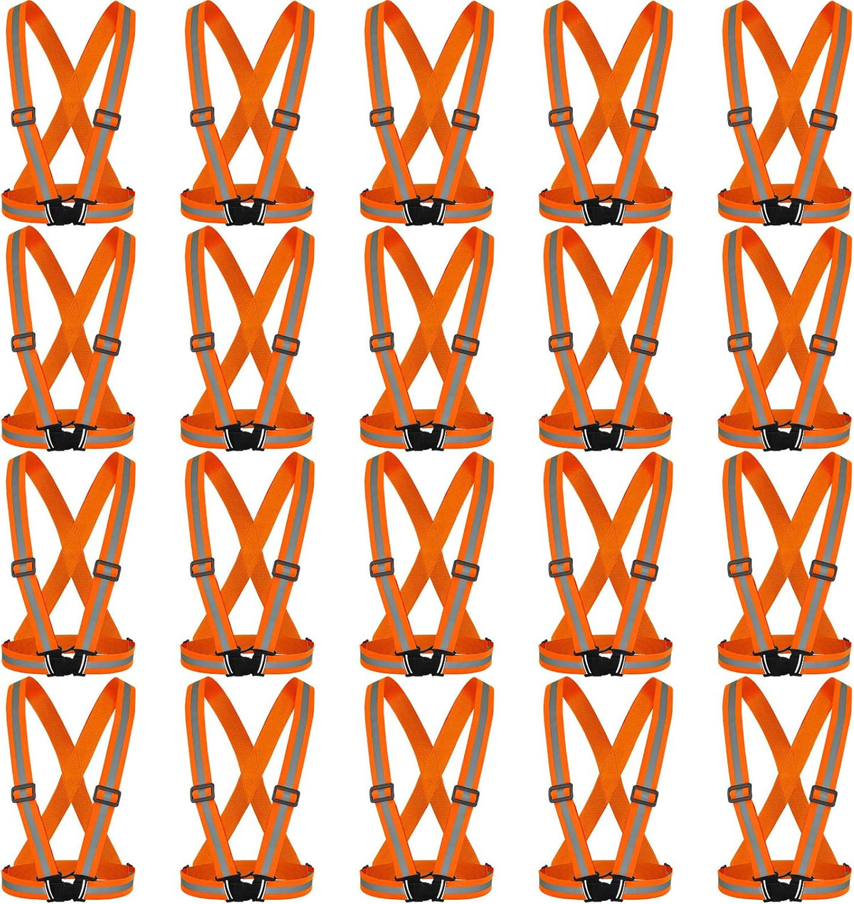 Hercicy 20 Pcs Reflective Vest High Visibility Safety Vests, Adjustable Bright Neon Lightweight Strap Gear (Orange)