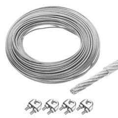 MECCANIXITY 16Ft(5M) Wire Rope 304 Stainless Steel Cable 1/4" (6.0 mm) Vinyl Coated with 2pcs Screw Chuck for Hanging, Clotheslines, Lifting Black