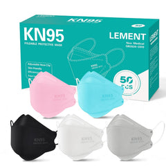 LEMENT KN95 Face Masks,50 Pack Breathable Cup Dust Disposable Masks For Adult,Teenager